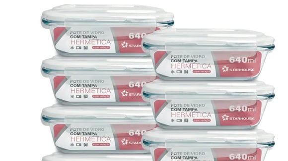 Dieta em dia: kit com 10 potes de vidro ajuda a deixar as refeições prontas para a semana e está com 55% de desconto
