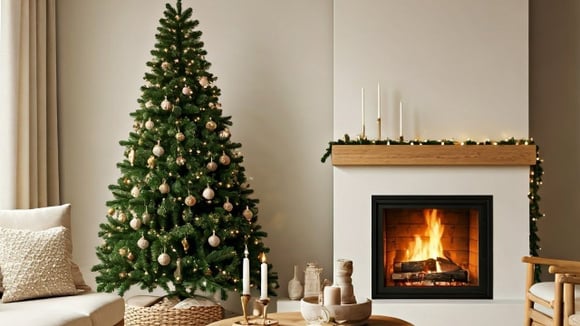 Árvore de Natal simples em tons neutros (Créditos: Shutterstock IA)