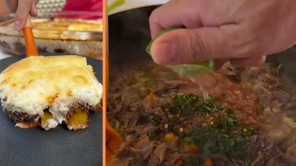 Gratinado de carne desfiada com banana-da-terra e molho branco é o almoço preferido da minha família