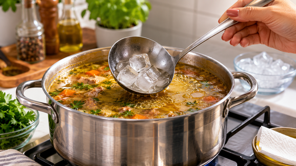 O truque do gelo na gordura de sopas e caldos funciona mesmo? TudoGostoso ensina quando vale a pena usar