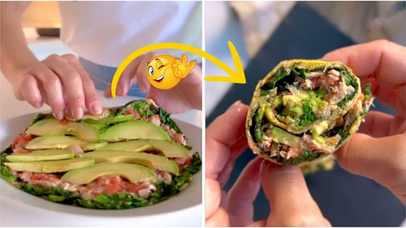 Receita simples para almoço ou jantar rápido: esse wrap proteico de atum e espinafre sempre cai bem