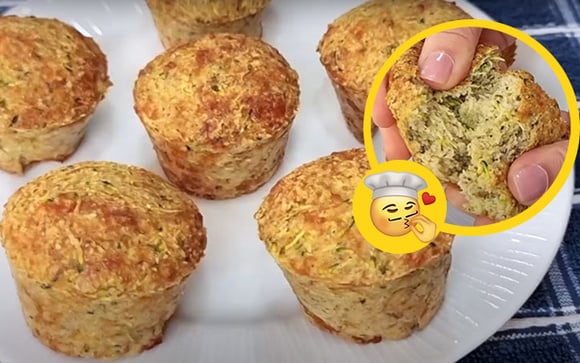 5g de fibra, 10g de proteína e só 7g de carboidrato líquido: esse muffin de abobrinha com queijo não leva farinha e fica pronto rapidinho