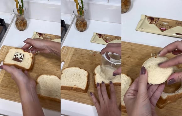 Passo a passo para o preparo do pão com recheio de chocolate (Reprodução: @correa.lores)