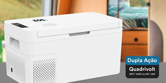 Versatilidade, praticidade e alta performance: o Freezer e Geladeira Portátil EOS 18 Litros Dupla Ação é uma upgrade real no seu dia a dia (Imagem: EOS)