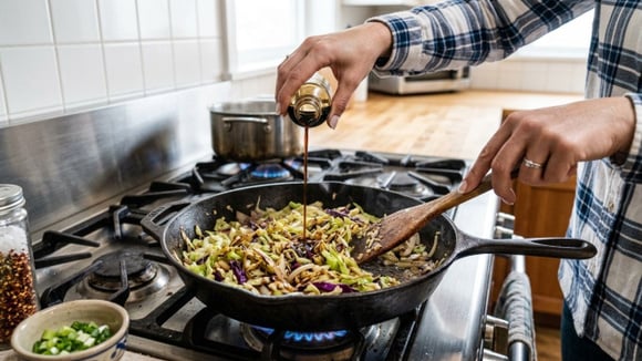 Refogar o repolho simplesmente com shoyu é suficiente para variar o preparo da verdura e deixá-la ainda mais saborosa (Créditos: Shutterstock)