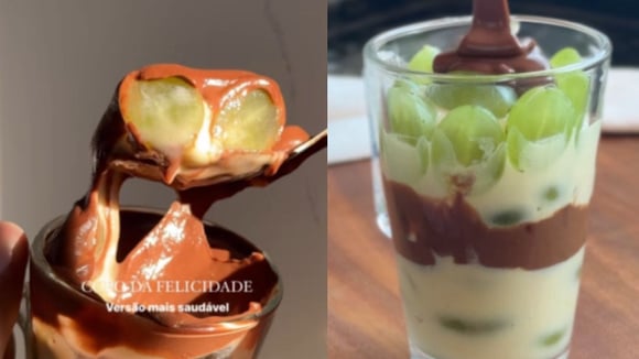 Copo da felicidade: aqui está uma versão mais saudável do doce delicioso de fruta com creme branco e ganache