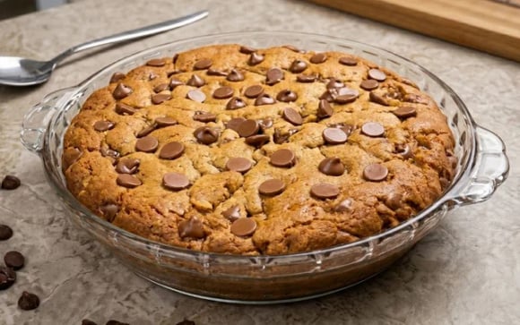 O cookie de travessa é a versão gigante e cremosa do clássico doce americano (Créditos: TudoGostoso/Gerado por IA)