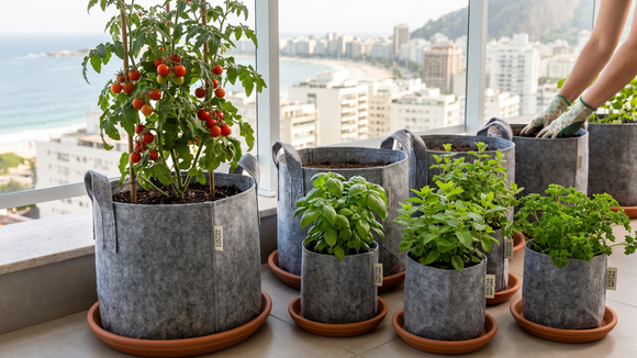 Produção caseira de hortaliças utilizando novas técnicas de jardinagem prática. (Imagem gerada por IA)