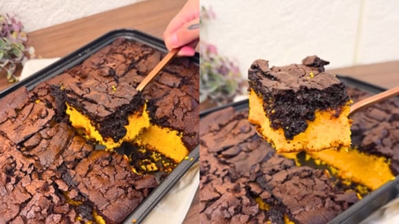 Bolo de cenoura com cobertura de brownie parece sonho, mas é realidade e eu vou te ensinar a receita completa!
