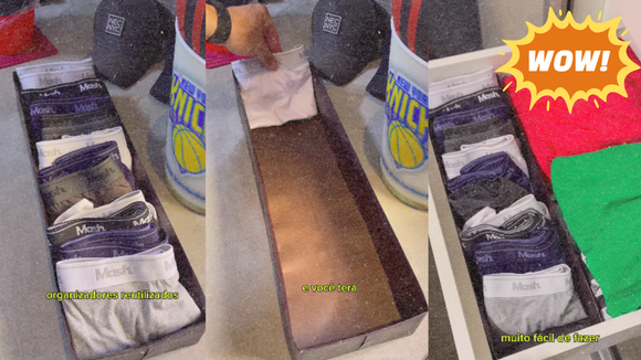 Com quantos anos você descobriu que a sacola de papel vira o melhor organizador de armários e gavetas? É muito fácil de fazer!