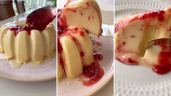 Pudim de leite Ninho com calda de morango muito cremoso: receita da melhor sobremesa que você vai provar!