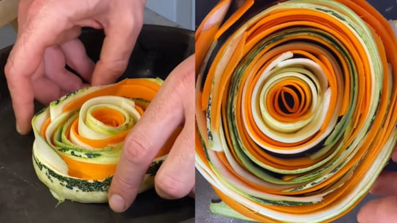 Veja o passo a passo para montar essa quiche deliciosa e colorida (Créditos: Reprodução / TikTok @rafavivabem)