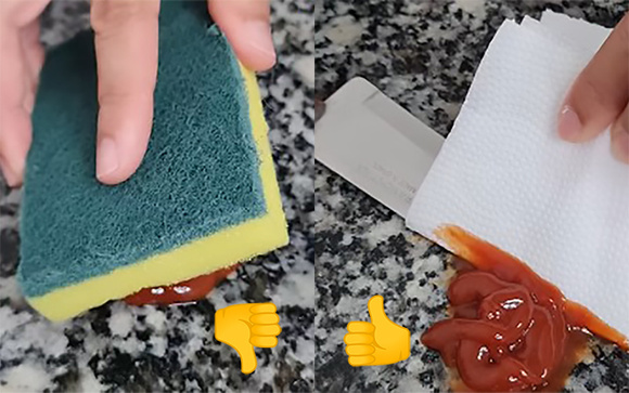 Com quantos anos você descobriu que precisa de uma faca para limpar o molho que caiu na pia ou bancada sem lambança?
