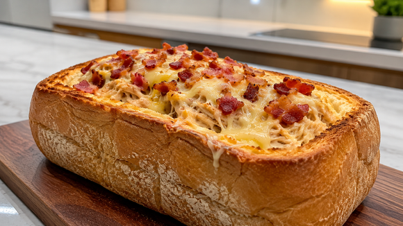 Melhor que muito lanche de lanchonete, esse pão vulcão de frango, queijo e bacon virou o mais pedido aqui em casa