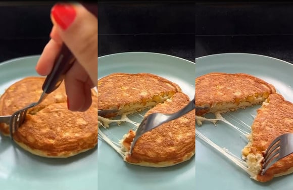 Pra variar no café da manhã: essa panqueca de milho com queijo na frigideira fica pronta rápido e é fofinha!