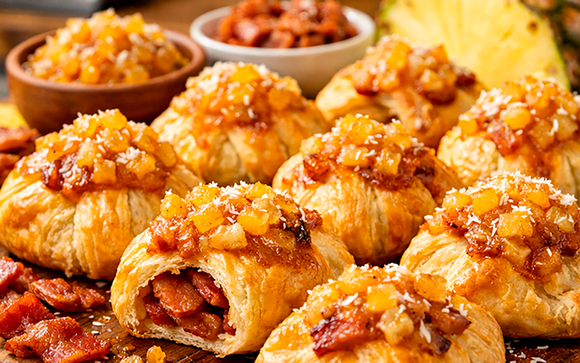 A combinação que você não sabia que precisava: folhado de bacon com abacaxi pronto em minutos!