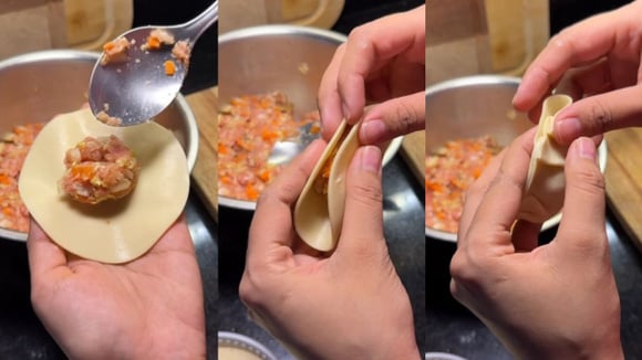 Receita prática rende aproximadamente 14 guiozas (Créditos: Reprodução/@auriindica/Instagram)