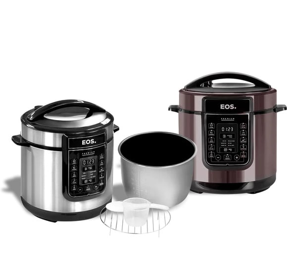 A Panela de Pressão Elétrica EOS Premium Digital EPP60DT / EPP60DI traz um display digital que adiciona um toque de modernidade e praticidade à sua cozinha (Imagem: EOS).