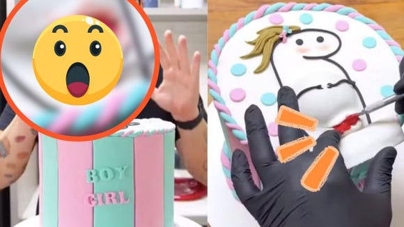 Menino ou menina? Não consigo parar de assistir esse vídeo: confeiteiro faz cesariana em bolo para descobrir sexo de bebê; aprenda como fazer
