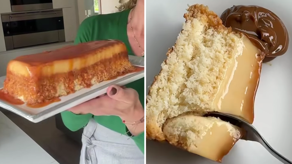 Todo ano faço essa sobremesa quando está calor: flan de coco com doce de leite rápido, fácil e irresistível