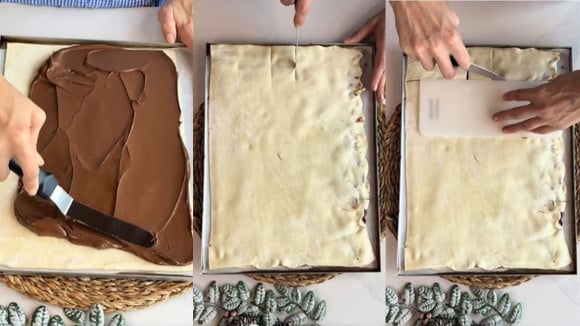 Use massa folhada pronta para fazer essa árvore de Nutella (Créditos: Reprodução/@tpmjuferraz/TikTok)