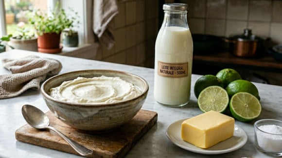 Só precisa de quatro ingredientes simples para fazer requeijão caseiro delicioso (Créditos: Imagem gerada com IA)
