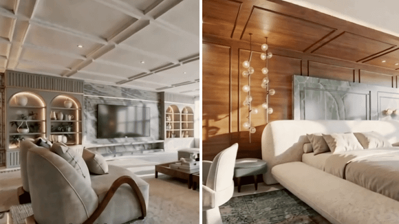 Apartamento de Zezé Di Camargo, no Espírito Santo, tem suíte com cama gigante, vista privilegiada para o mar, cômodos espaçosos e acesso a 20 mil m² de área de lazer no condomínio