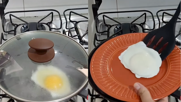 O ovo cozido na água dispensa a frigideira e sai do fogo sem gordura acrescentada. (Foto: reprodução receitasdanana14 no Instagram)