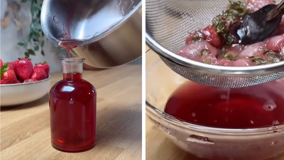 Não jogue os cabinhos do morango fora: aproveite para fazer um xarope de morango para usar em sobremesas, panquecas e muito mais