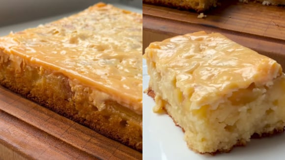 Bolo de maçã invertido com massa de iogurte: essa receita é diferente de todas que já fiz e você também precisa provar