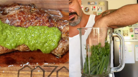 "Muito melhor que chimichurri, segredo de família": Juliano Cazarré revela receita do molho verde da vovó Luísa
