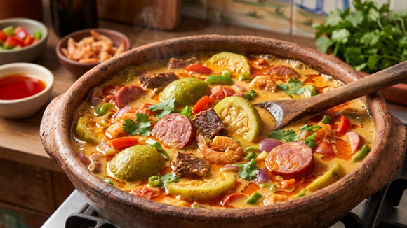 A maxixada é muito popular no Nordeste e leva ingredientes como carne seca e azeite de dendê (Créditos: Imagem gerada por IA)