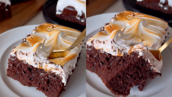Capriche na  sobremesa de Natal com esse bolo de chocolate com marshmallow e surpreenda a sua família