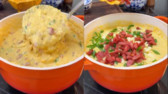 Caldo de milho com queijo e bacon: a mistura perfeita para saborear nos dias frios