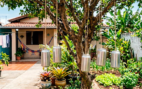 Para que serve pendurar latas de refrigerante no jardim? Essa técnica está se tornando popular e a explicação é simples