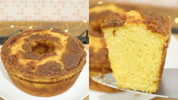 O bolo dá água na boca! (Créditos: A receita do dia/ reprodução YouTube)