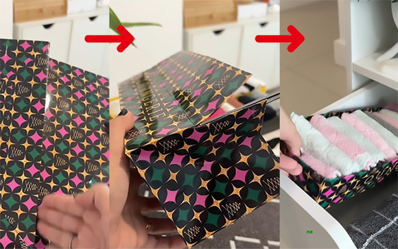 Nunca mais jogue fora sacolas de papel, transforme-as em organizadores para gavetas e armários de um jeito muito fácil