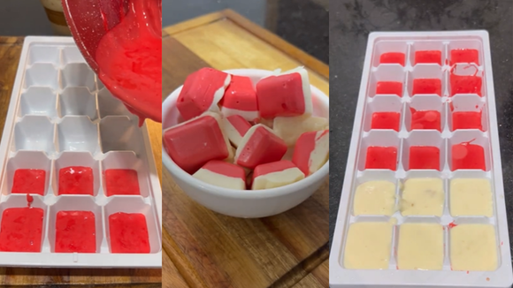 Essa bala cremosa de morango caseira é perfeita para o Dia das Crianças, só precisa de 3 ingredientes e uma forminha de gelo para ficar uma delícia