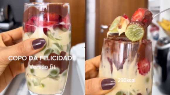 Copo da felicidade com 290 calorias é a sobremesa saudável deliciosa que vai se tornar a sua queridinha