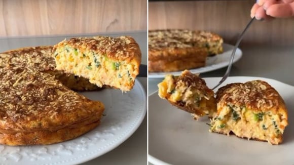 Nunca pensei que uma torta de frango saudável pudesse ser tão boa, já printa a receita que salva qualquer refeição!