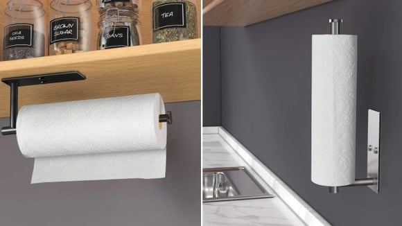 Apesar de ser vendido como apoio de papel-toalha, o suporte também pode servir para outras necessidades da casa (Créditos: Reprodução/Amazon)