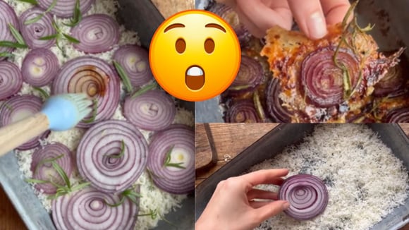 Você precisa provar isso: cebola roxa com parmesão e alecrim para acompanhar sopas e saladas