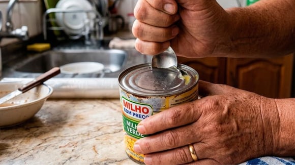 Colher de metal pode ajudar a abrir latas com fricção em um ponto específico da embalagem (Créditos: Imagem gerada com IA)