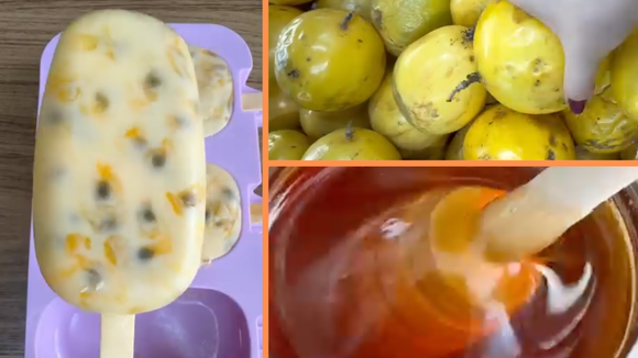 Receita fácil de picolé de mousse de maracujá muito cremoso com apenas 3 ingredientes que os meus filhos amam
