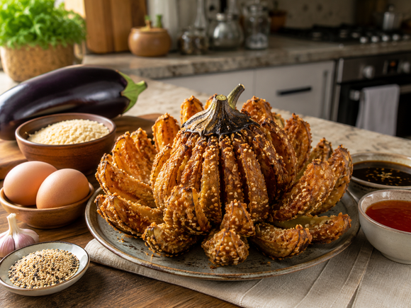 Berinjela crocante na farinha panko temperada com gergelim: essa receita diferente vai te deixar com água na boca (sirva com molho!)