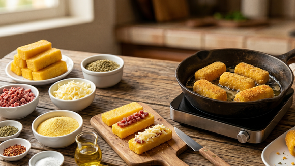 Adeus batata frita: polenta crocante com queijo e linguiça vai do petisco a acompanhamento do prato principal