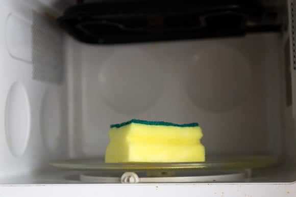 Jamais coloque a esponja de cozinha no micro-ondas! Entenda por que prática é perigosa