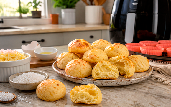 Agora começo o dia com mais energia e saciedade com este pão de queijo proteico que aprendi no TudoGostoso