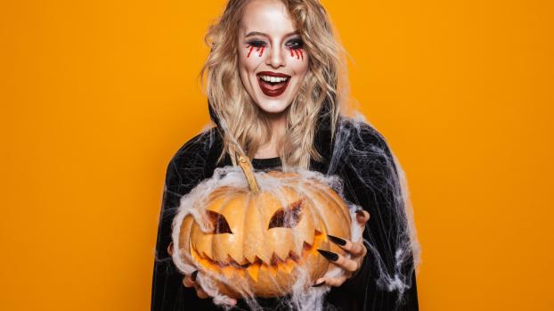 Cara assustadora de abóbora, decoração de halloween