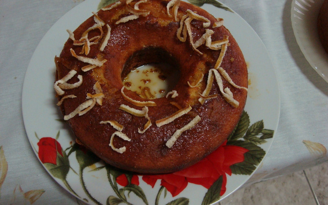 Bolo delícia de laranja com calda